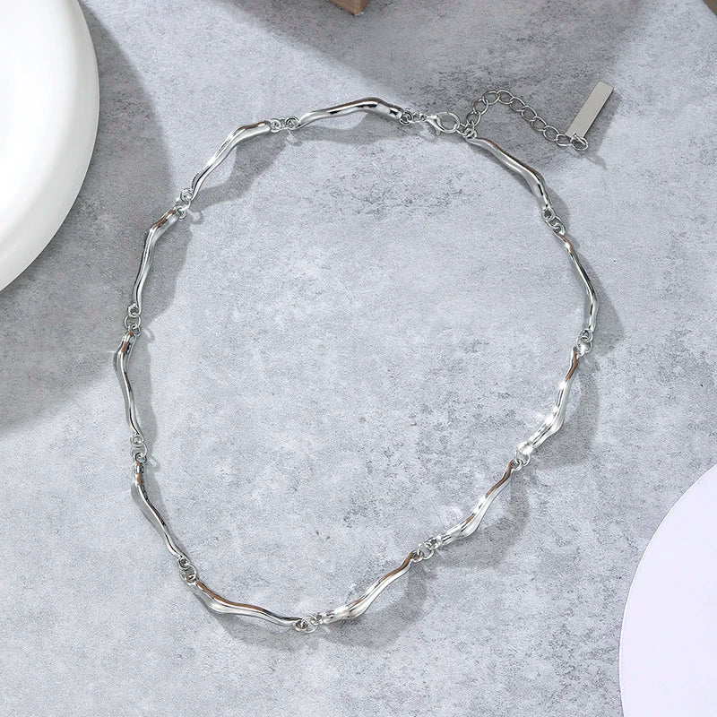 Punk Style Irregular Silver Tone Necklace