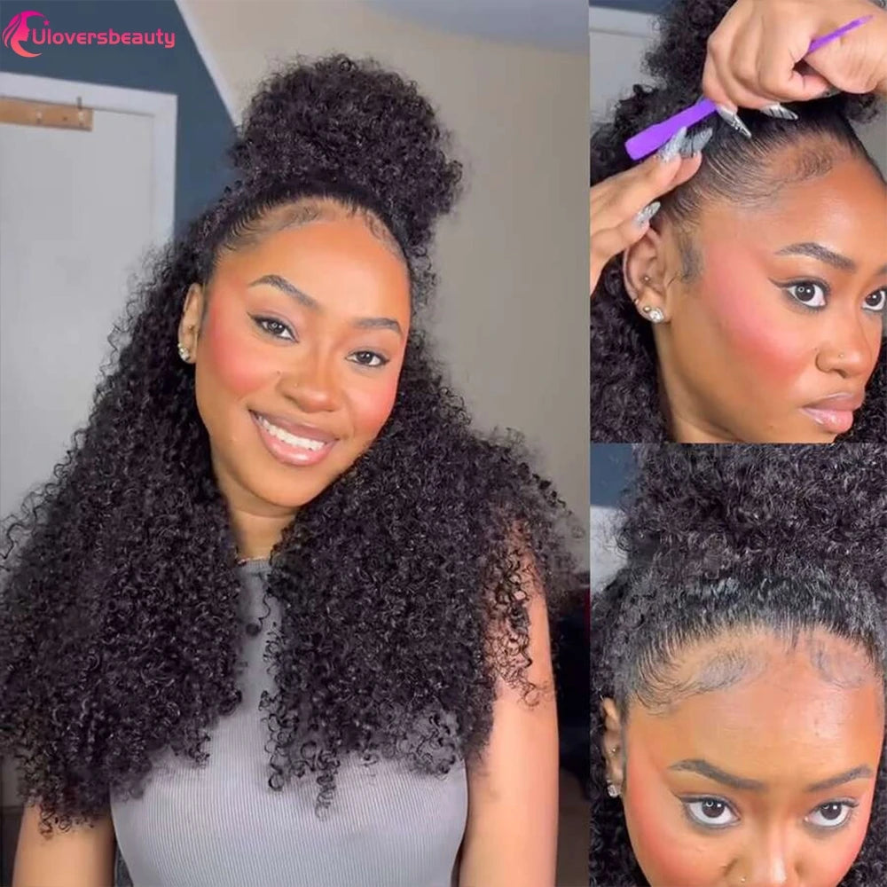 Curly Human Hair Half Wig With Glueless Cap for Women