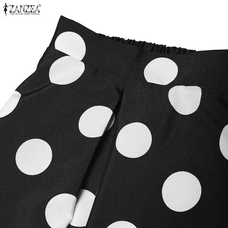 Polka Dot Pleated Maxi Skirt