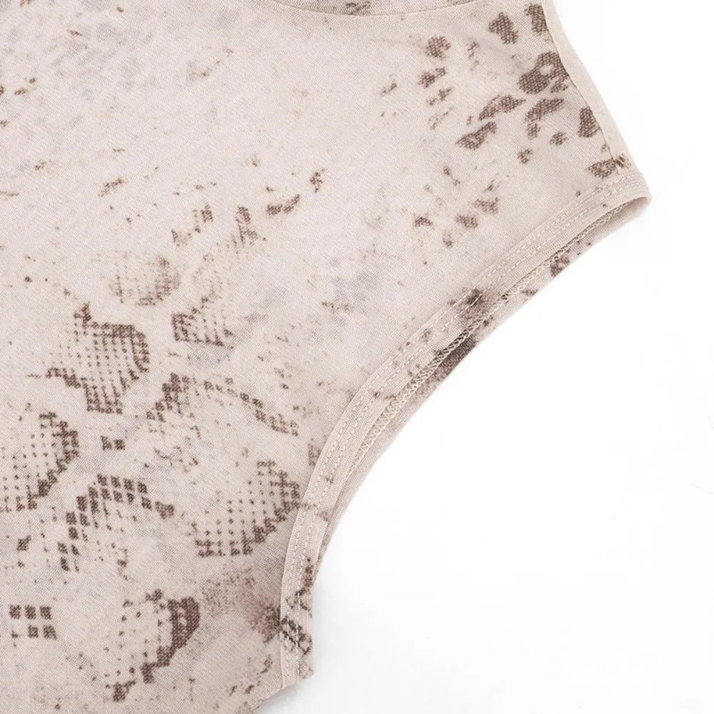 Leopard Print Bodysuit And Split Skirt Set for Women