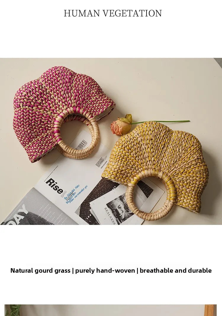 New Straw Woven Women's Bag Hand-woven Straw Women's Handbag Luxury Brand Personalized Fashionable Straw Beach Bag High Quality