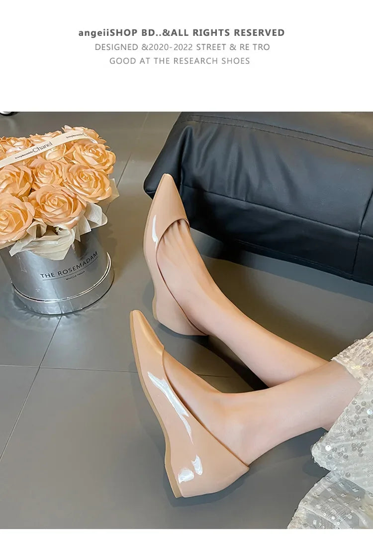 Slip On Pointed Toe Patent Flats