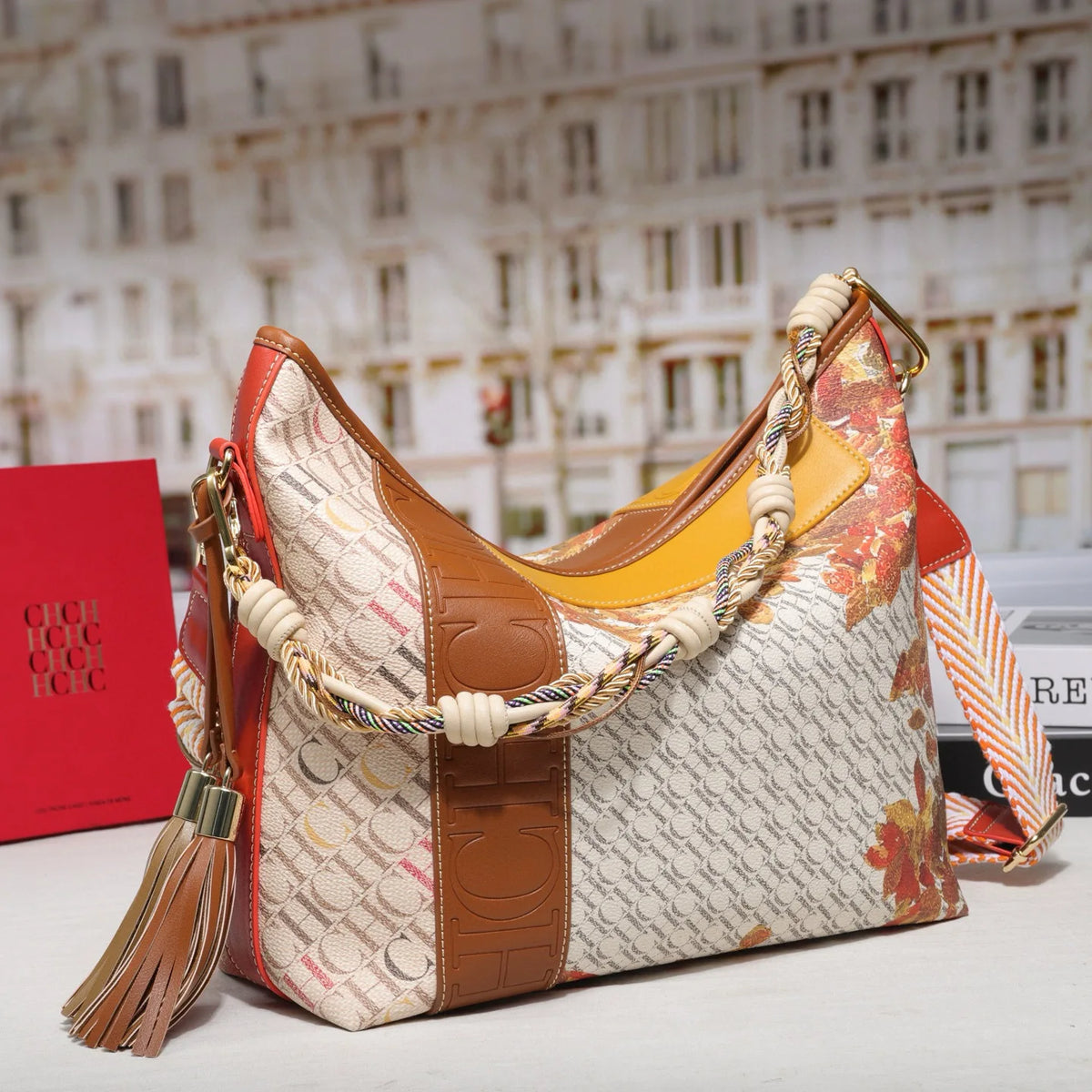 Textured Letter Print Tote And Crossbody Bag for Women