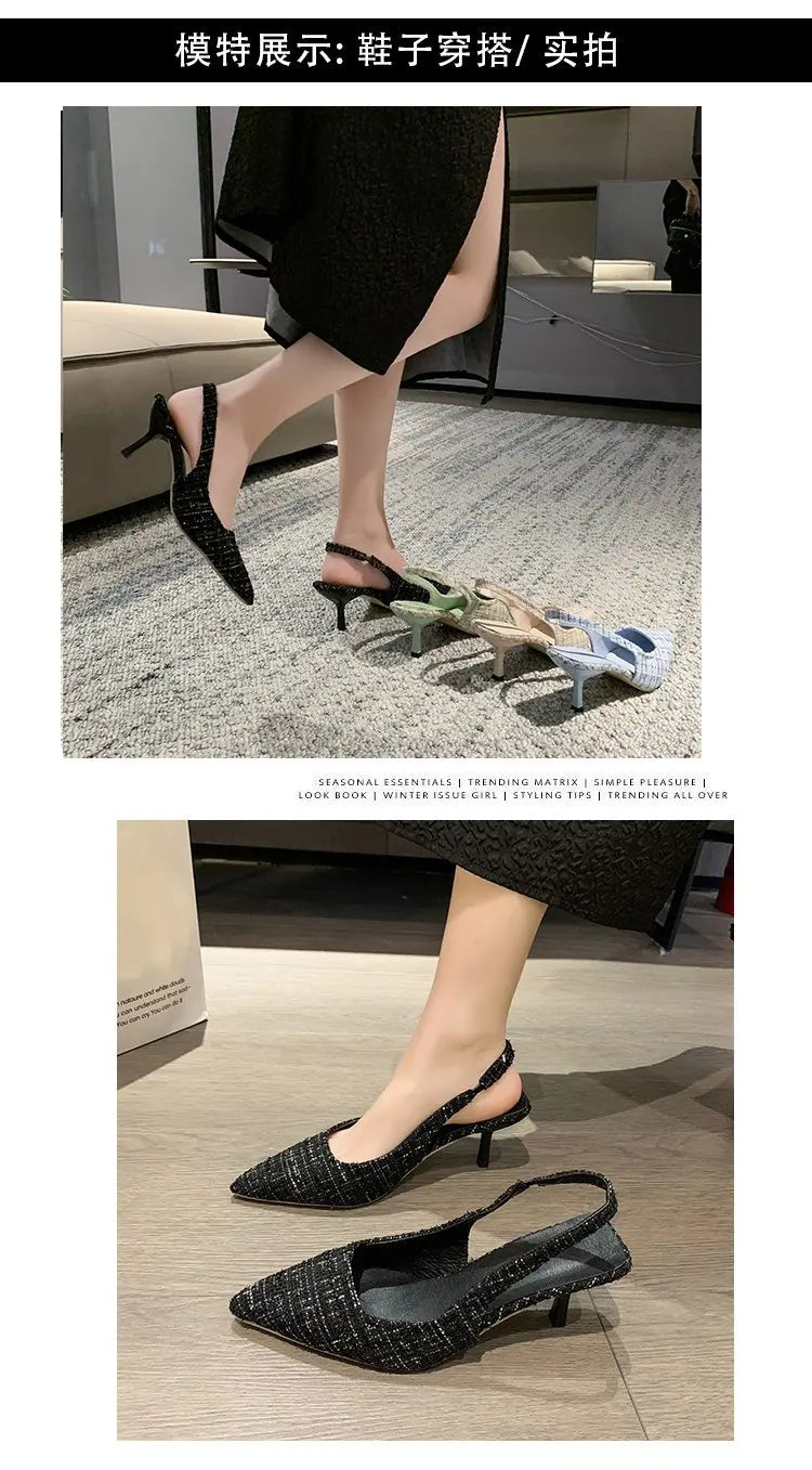 Elegant Blue Pointed Toe Slingback Pumps for Women
