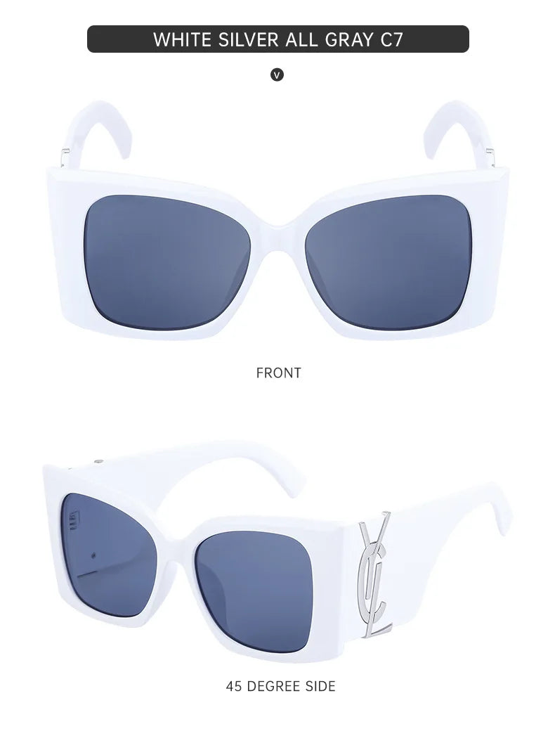 Retro Gold Gradient Square Frame Sunglasses for Women