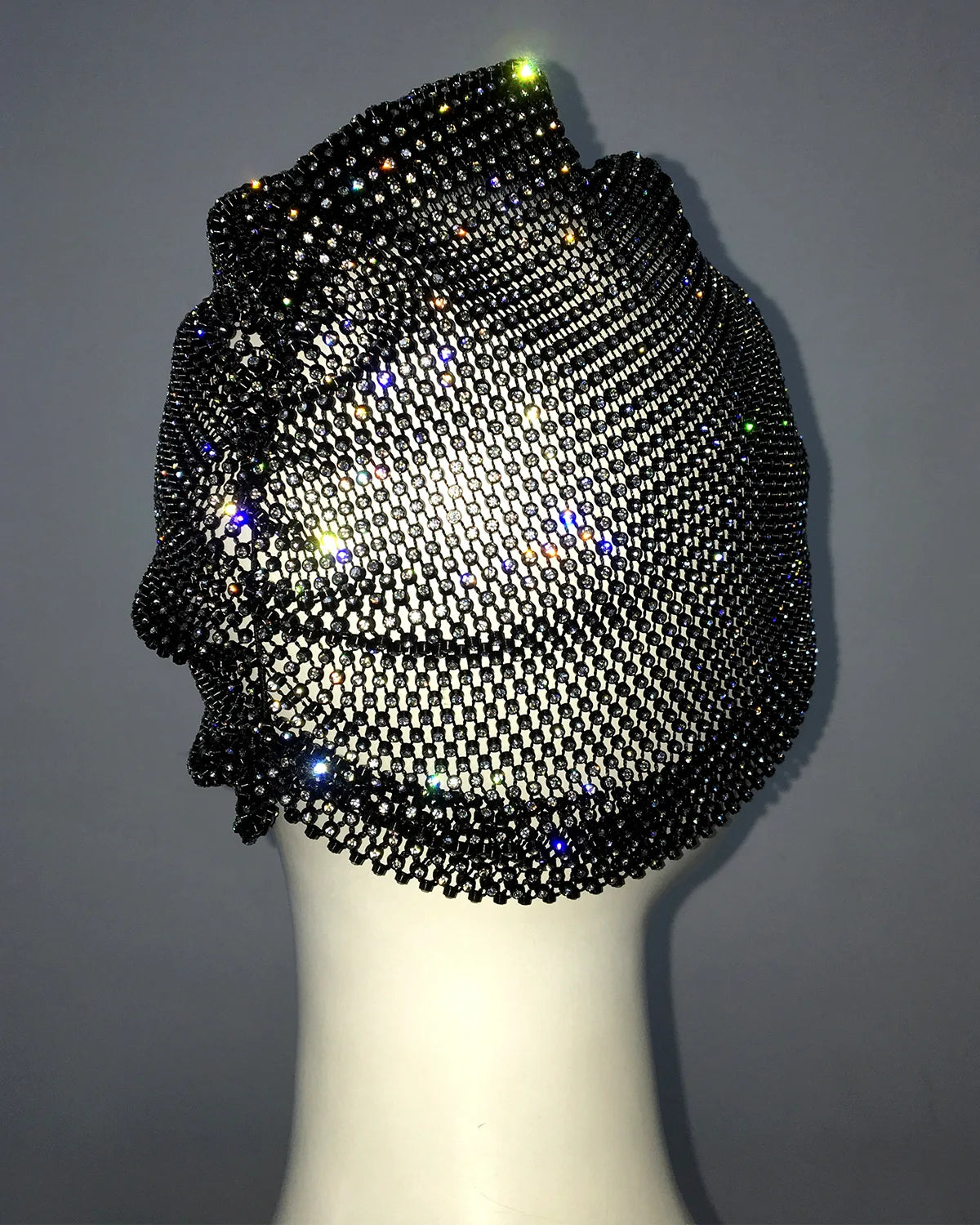 Sparkly Rhinestone Fishnet Turban Head Wrap for Women