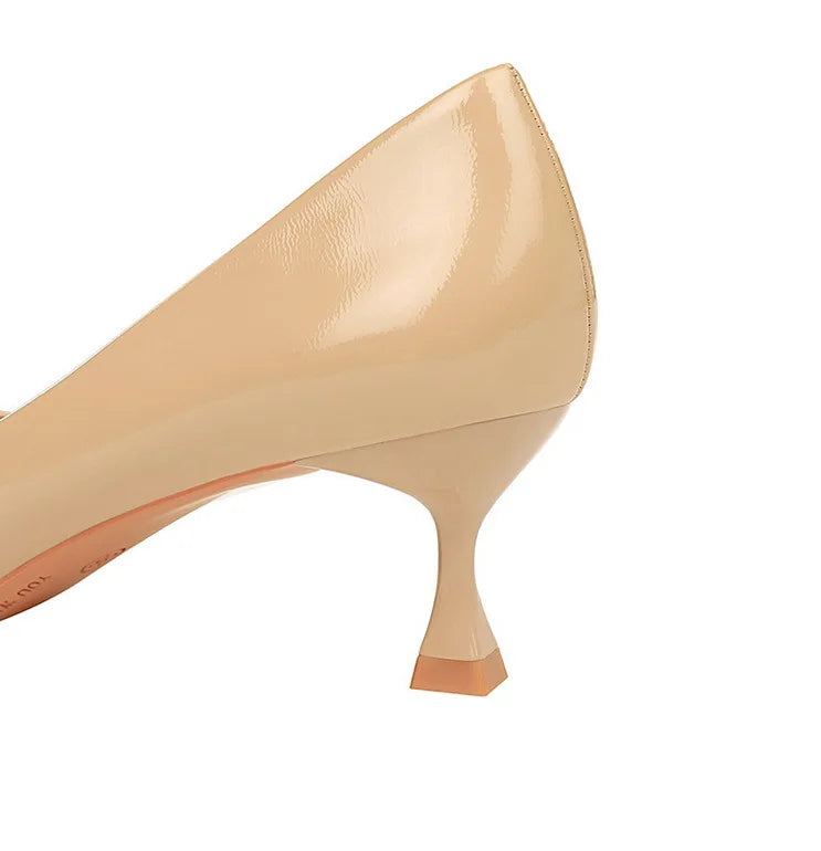 Classic Patent Leather Kitten Heel Office Pumps for Women