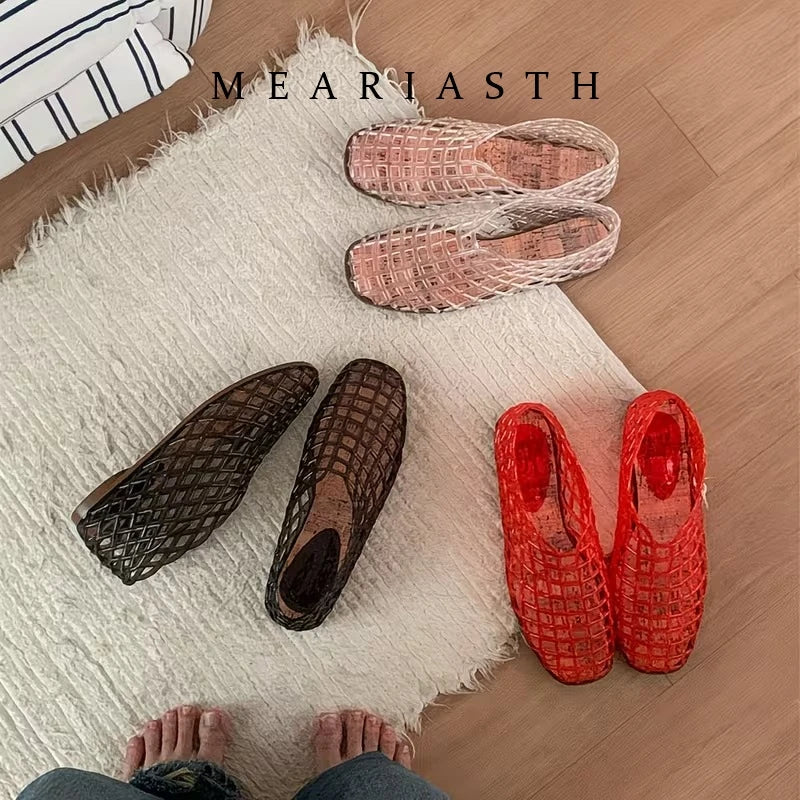 Breathable Hollow Jelly Slip On Casual Flats for Women