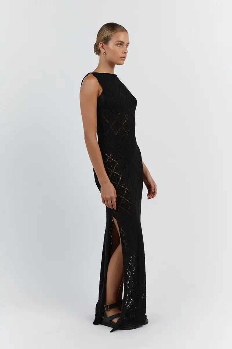 Sexy Cut Out Slit Knit Mesh Swimsuit Cover Up Pareo Tunic 2025 Summer Beach Maxi Dress Bikini Cover-ups Women Beachwear A2318