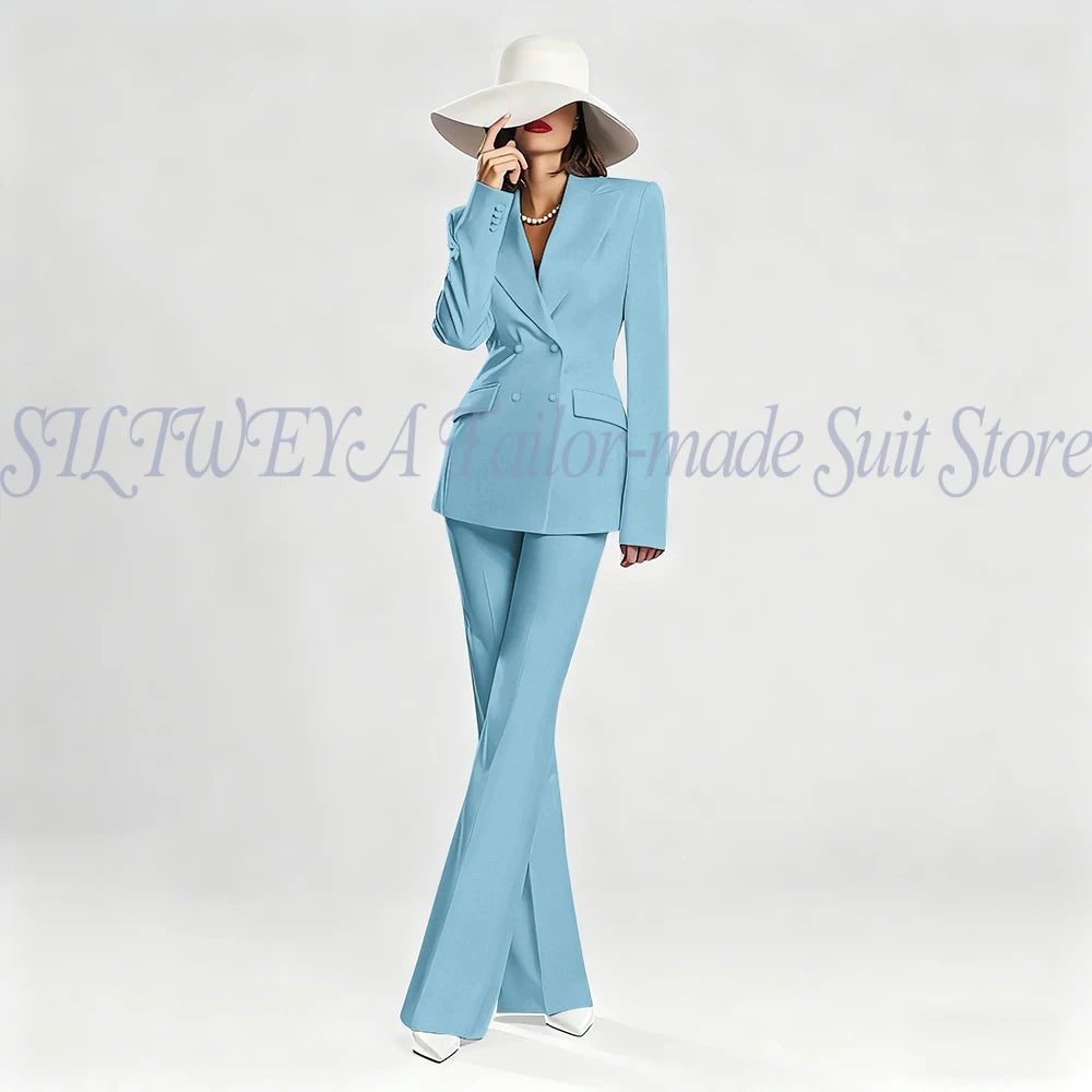 Slim Fit Double Breasted Blazer Suit Set for Women