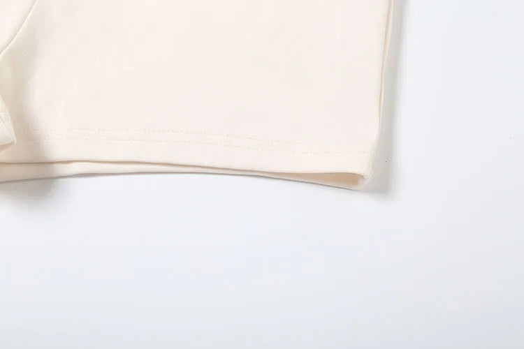 Sisterlinda Casual Sporty 2 Piece Set Women Letter Embroidery Zip Navel Exposed Jacket+Contrast Patchwork Shorts Simple Outfits