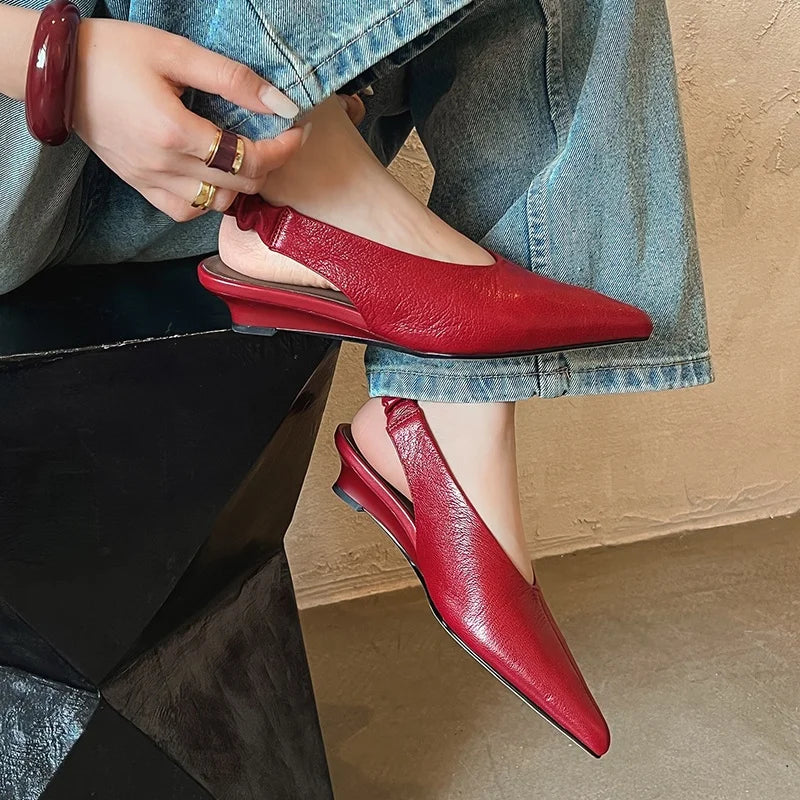 Elegant Handmade Real Leather Slingback Sandals for Women