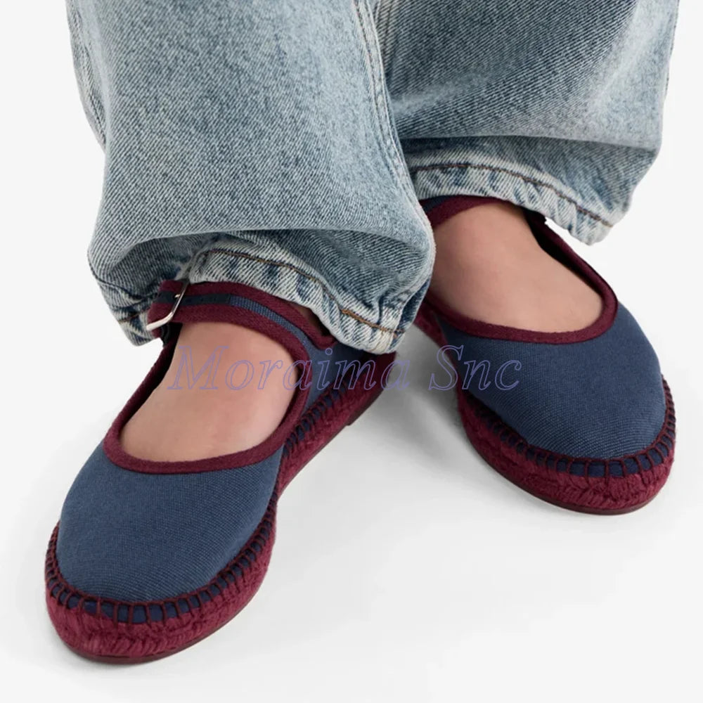 Round Toe Grey Velvet Mary Jane Ballet Flats for Women