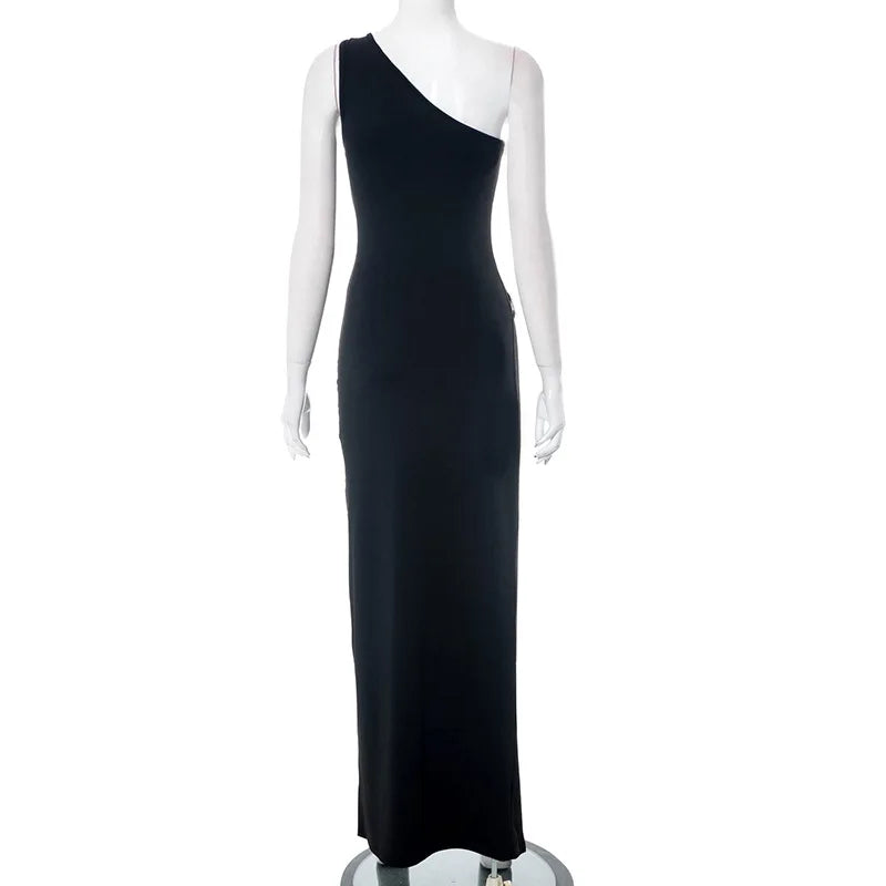 Backless One Shoulder Maxi Dress