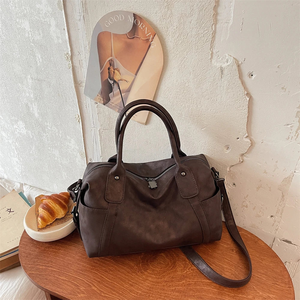 Practical Pure Color Vegan Leather Shoulder Crossbody Bags for Women