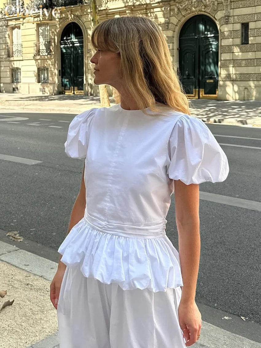 Loose Cotton Shirt and Wide-Leg Pants Set for Women