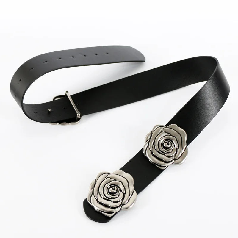 Statement Camellia Floral Wide Waist Belt for Women