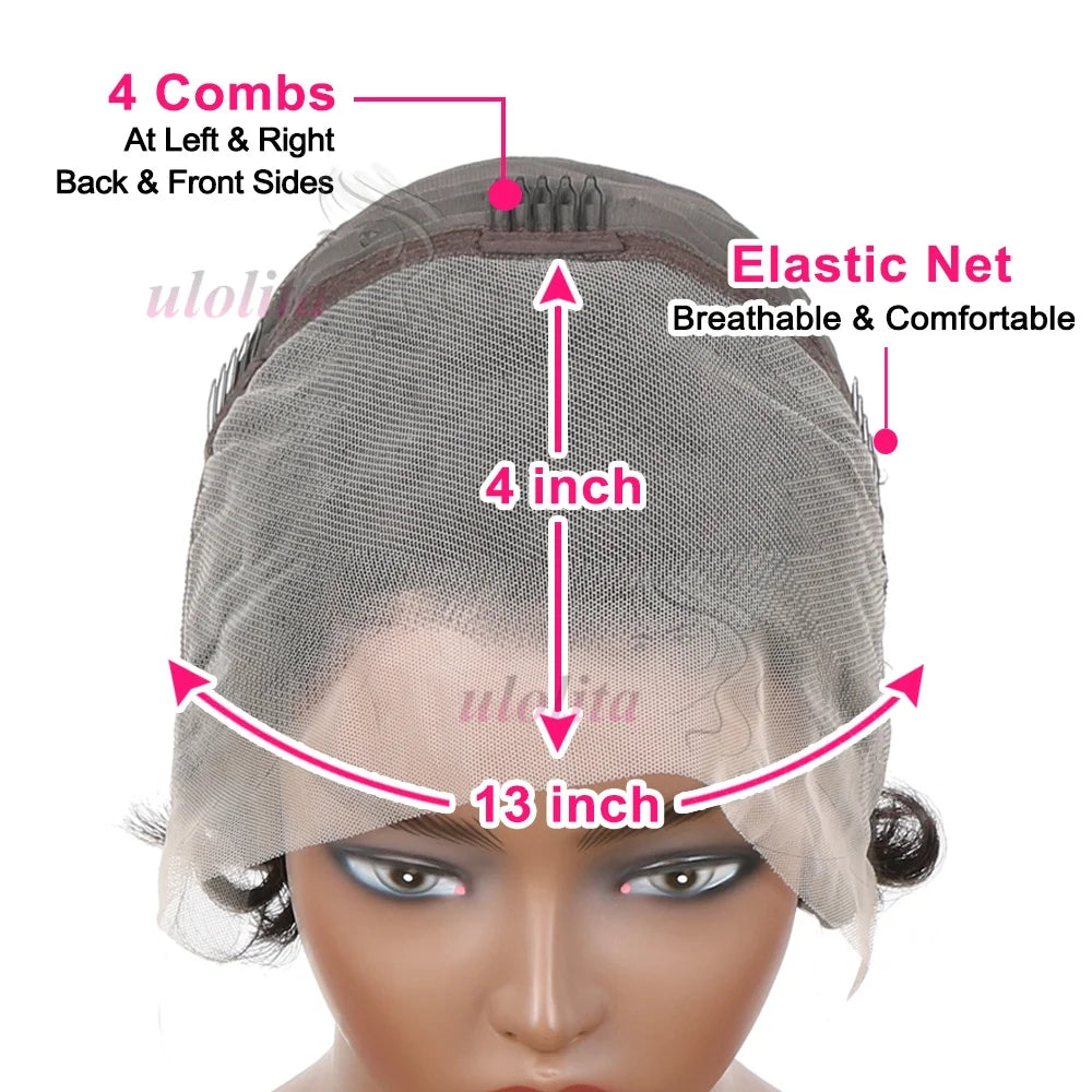 Short Layered Curly Pixie Lace Frontal Wig for Women