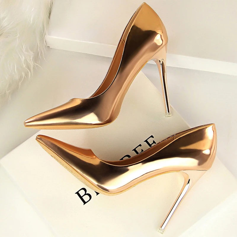Classic Patent Leather Stiletto High Heel Pumps for Women