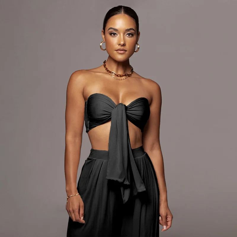 Elegant Solid Color Casual Two Piece Set for Women