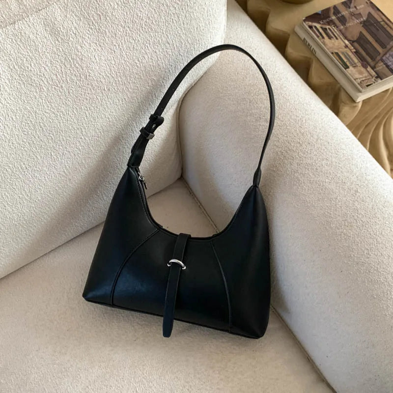 Solid Color Faux Leather Hobo Shoulder Bag for Women