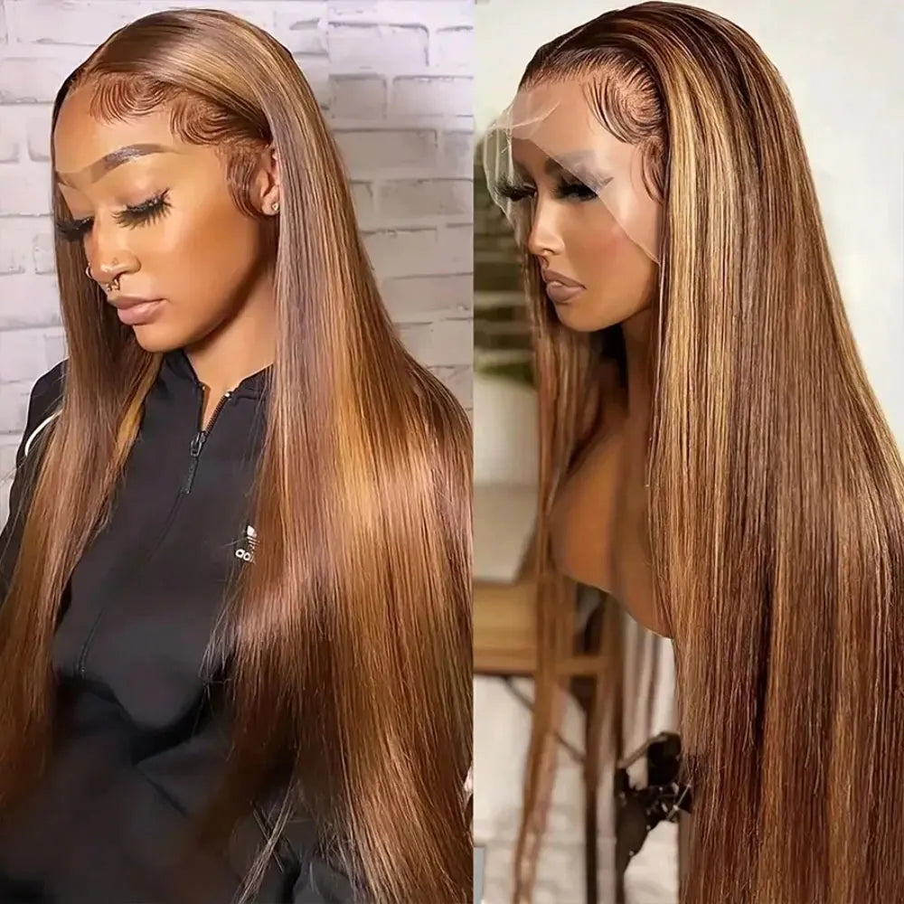 Ombre Straight Human Hair Lace Front Wig for Women