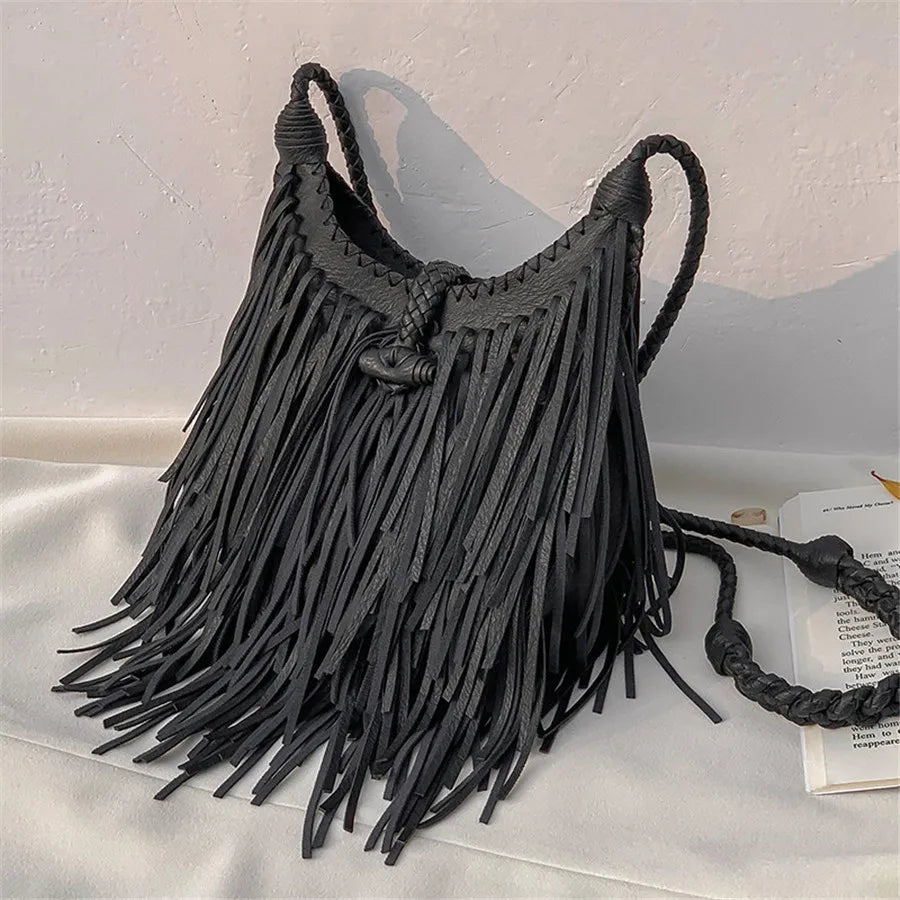 Double-Sided Tassel Design Crossbody Bag for Women