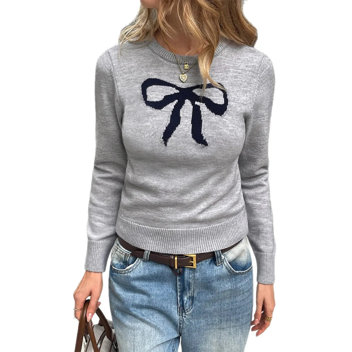 Y2K Hot Girl Woolen Long-Sleeved Knitted Sweater For Women Pullovers Sweater Base Layer For Autumn And Winter