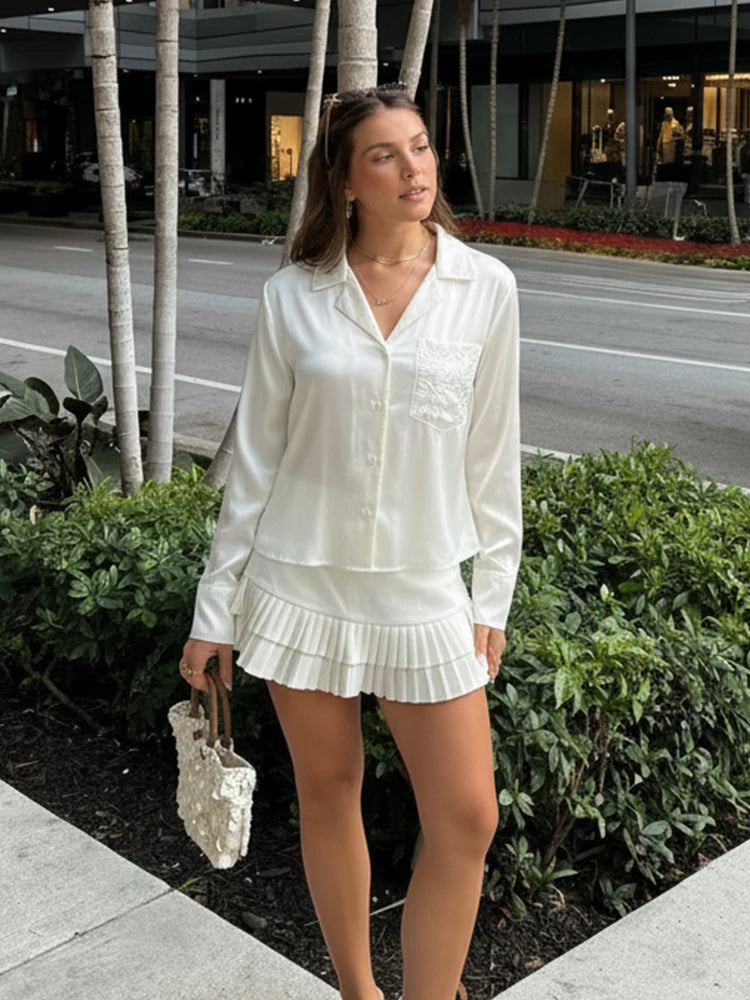 Casual Long Sleeve Pocket Embroidered Shirt for Women
