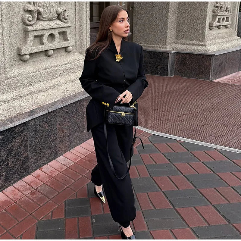 Mermaid Hem Long Sleeve Single Breasted Blazer for Women