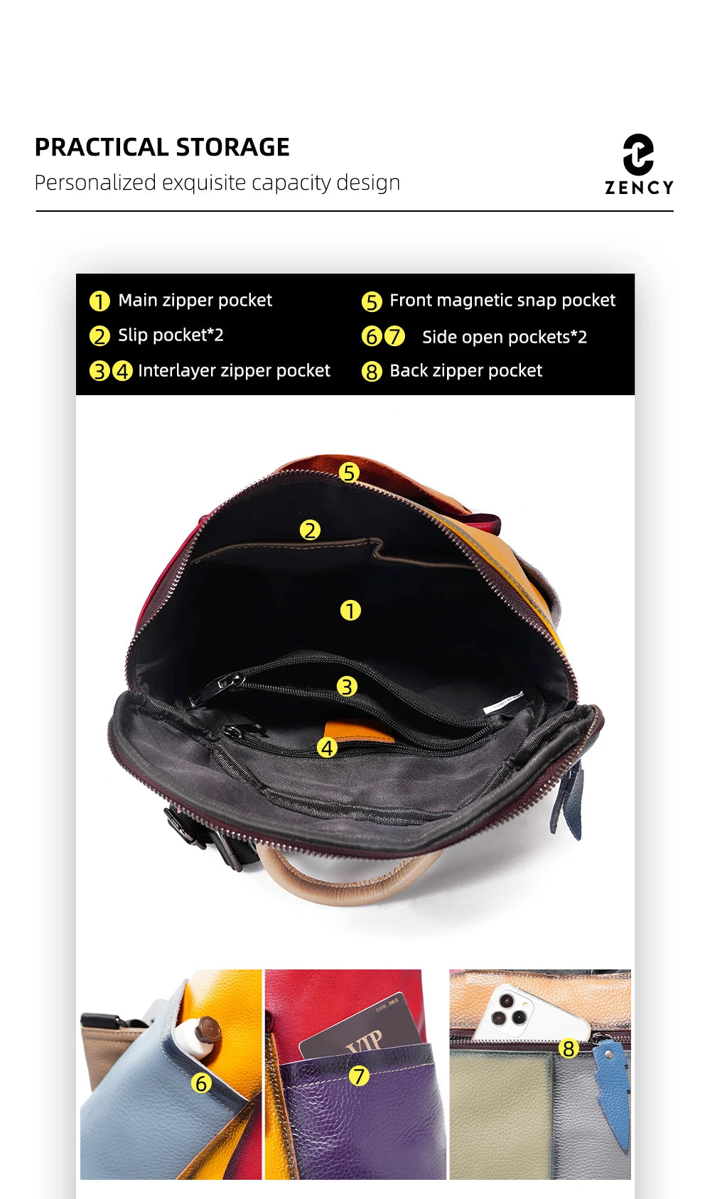 Large Capacity Soft Cow Leather Backpack for Women