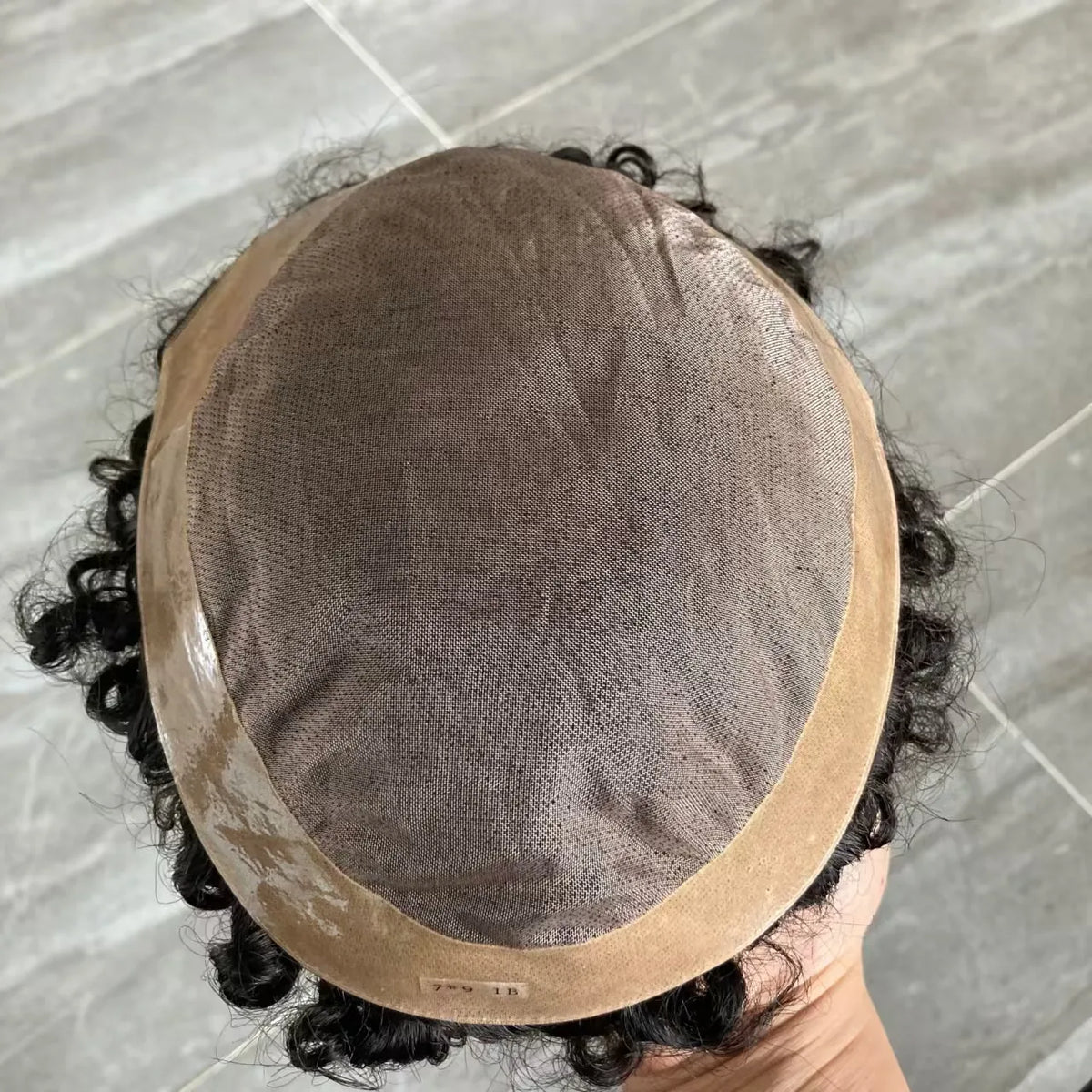 Curly Human Hair Toupee With Mono Lace Base for Women