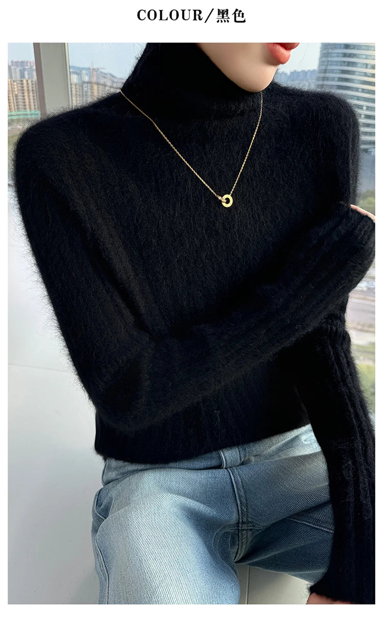 Warm Slim Fit Turtleneck Pullover Sweater for Women
