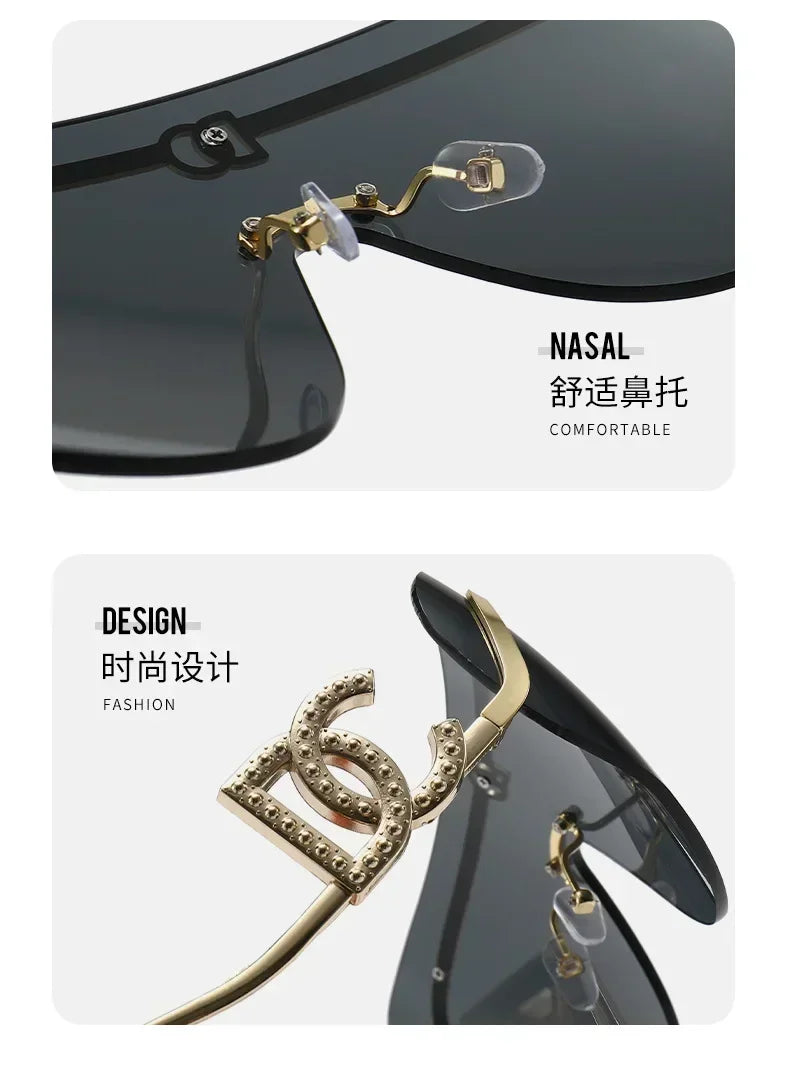 Oversized Gold Shield Sunglasses