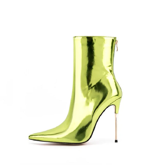 Shiny Back Zipper Over The Knee Boots