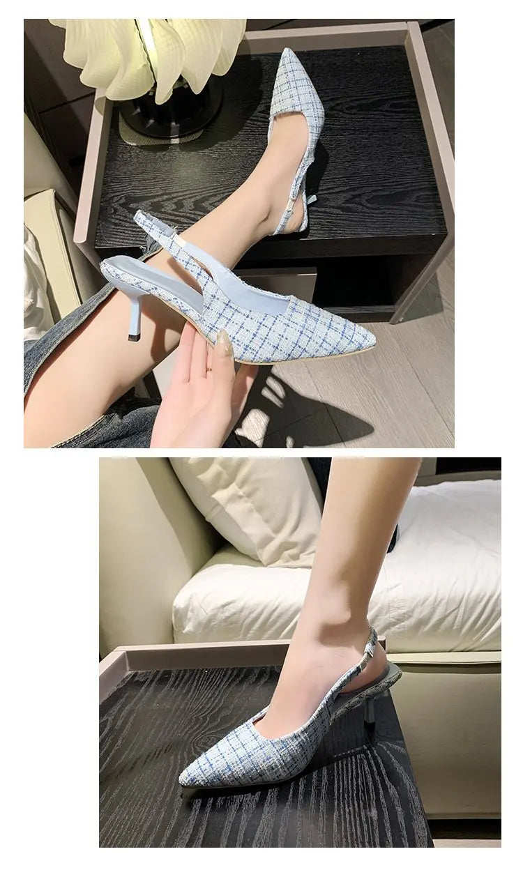 Elegant Blue Pointed Toe Slingback Pumps for Women