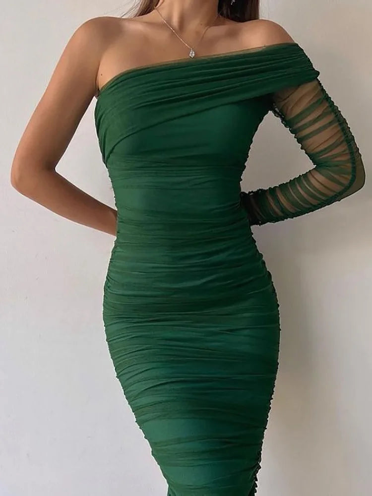 Elegant Lantern Sleeve V Neck Maxi Dress for Women