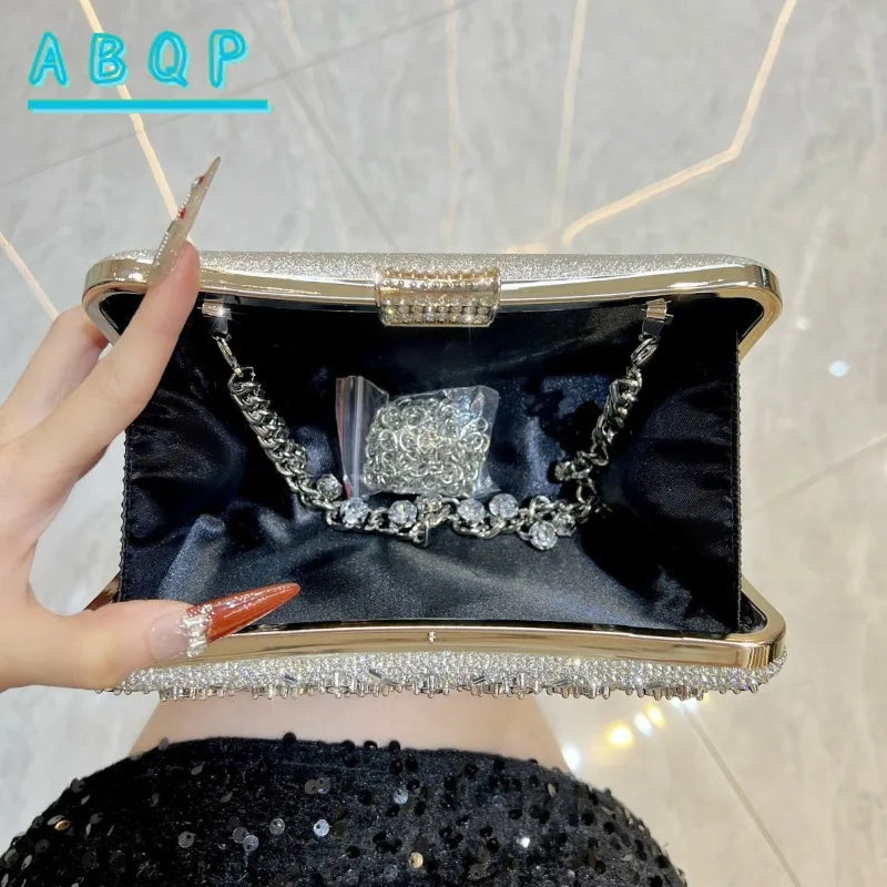 Dinner Fashion Women's Bag Luxury Brand Fashion Diamond-encrusted Women's Shoulder Bag High Quality Chain Shiny Women's Handbag