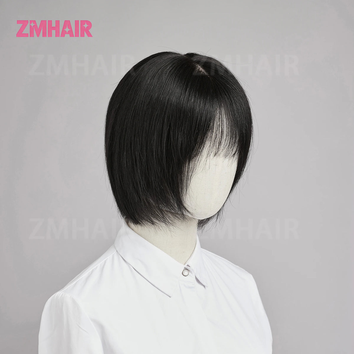 European Virgin Hair Silk Base Short Bob Wig with Air Bangs for Women