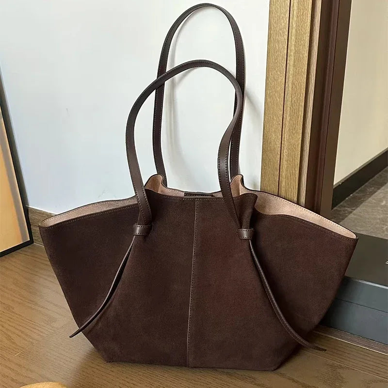 Luxury Frosted Ladies Tote Bag European American Style Wing-shaped Handbag High-end Suede Large-capacity Shoulder Bag Wing Bag