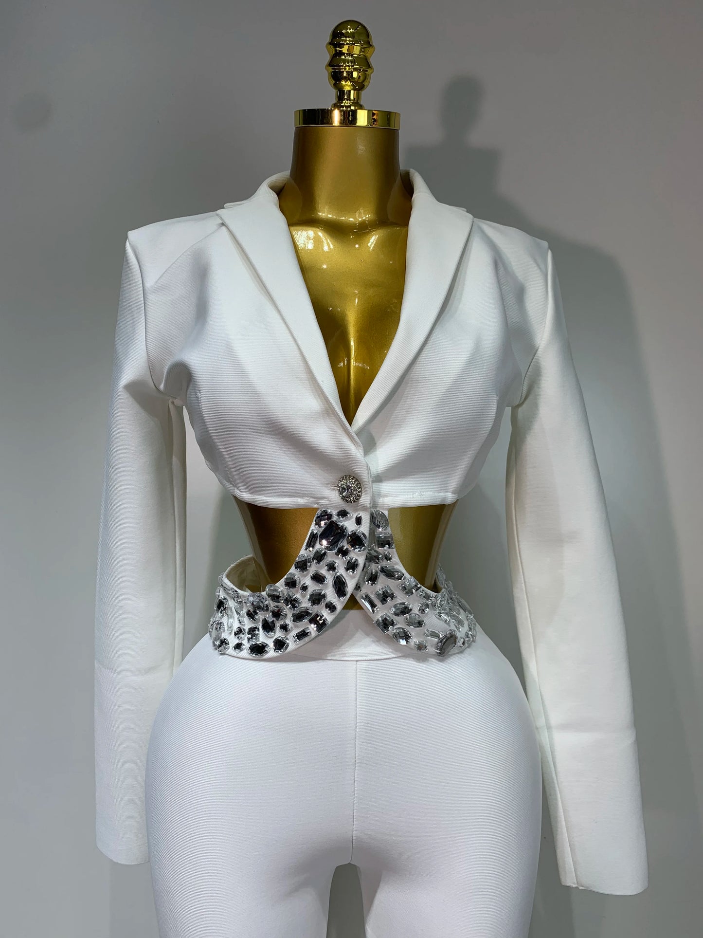 Women Sexy Long Sleeve Beading Bodycon Two Pieces Pants Bandage Set 2025 Celebrity Designer Fashion Women's Luxury Birthday Set