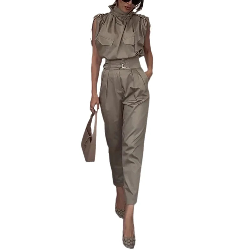 Chic Off Shoulder Sleeveless Two Piece Set for Women