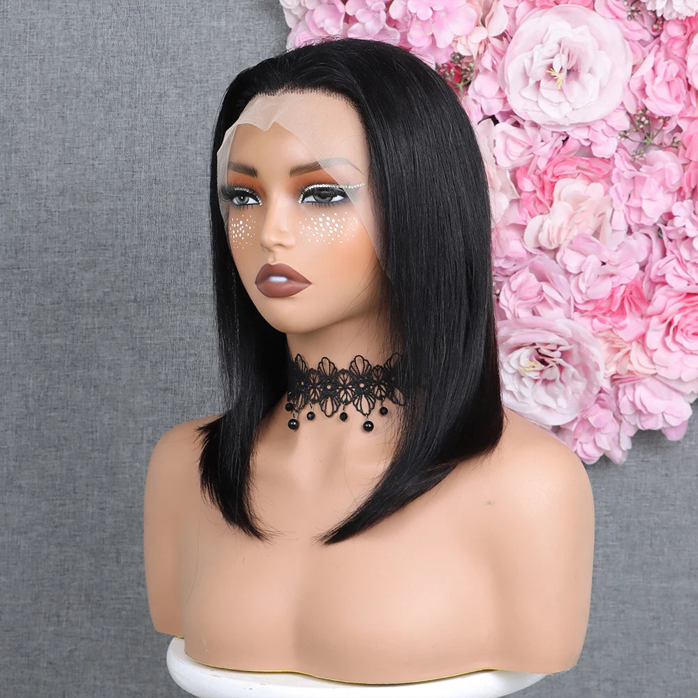 HD Straight Brazilian Human Hair Bob Lace Front Wig for Women