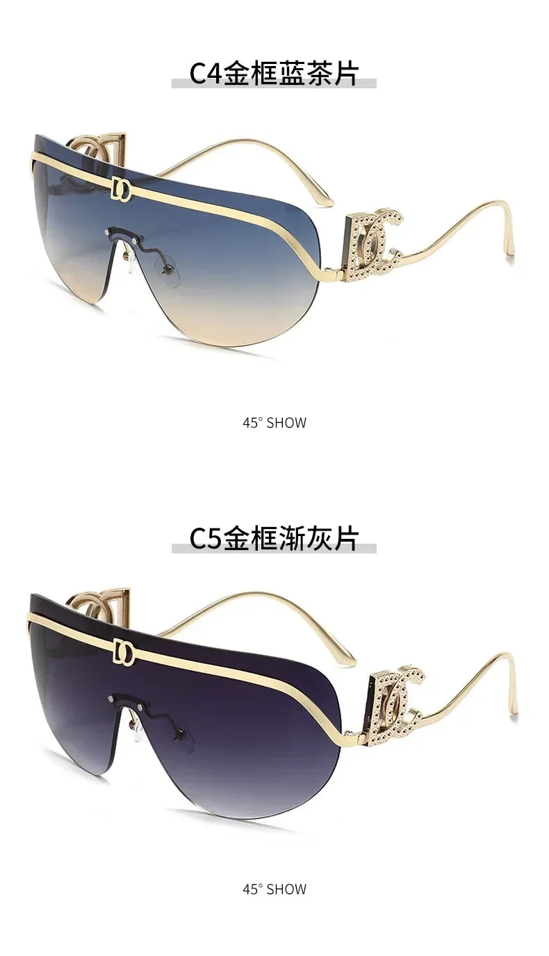 Oversized Gold Shield Sunglasses