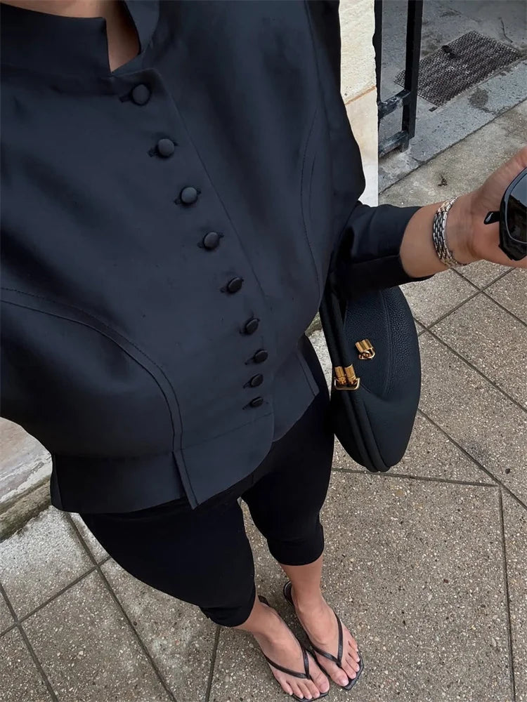 Cropped Satin Patchwork Top