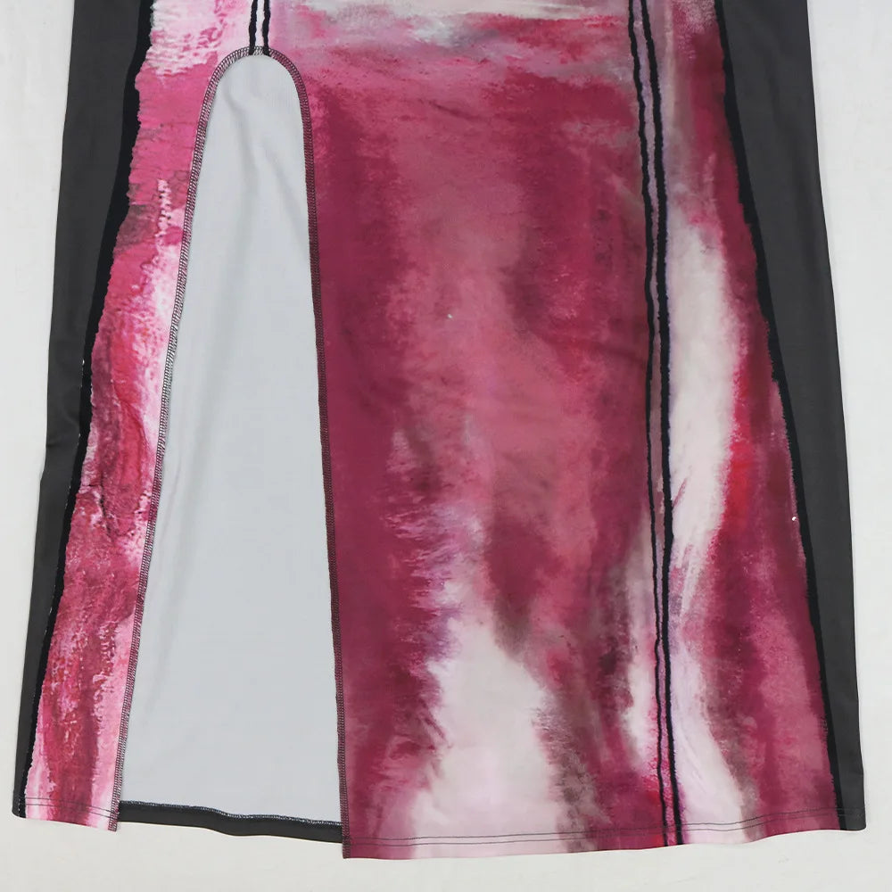 Casual Bow Print Short Sleeve Maxi Dress for Women