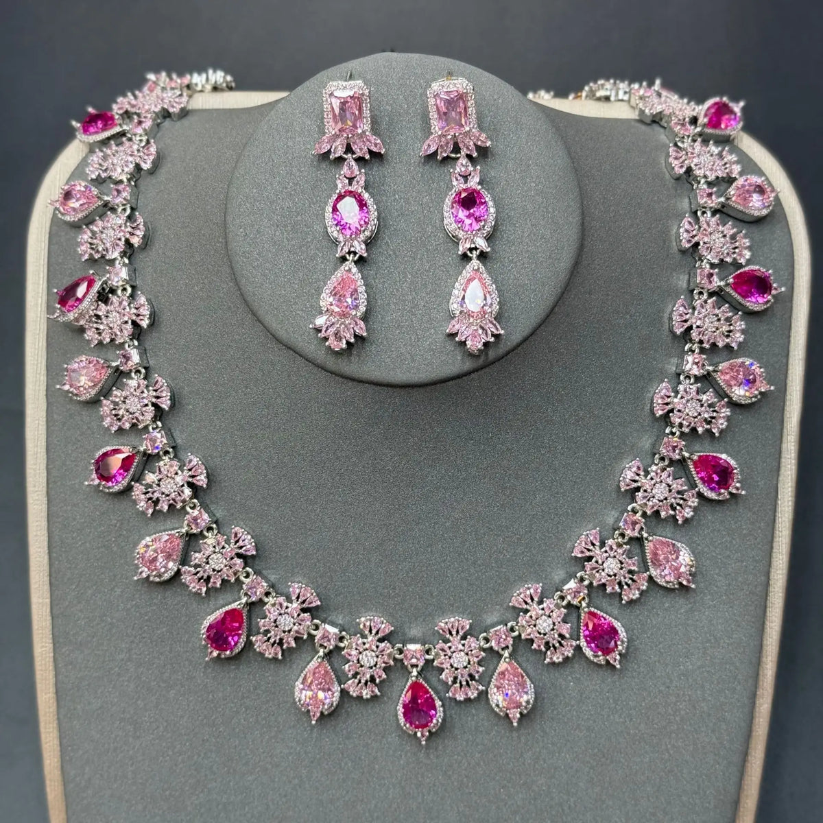 Colorful Zircon Earring and Necklace Jewelry Set for Women