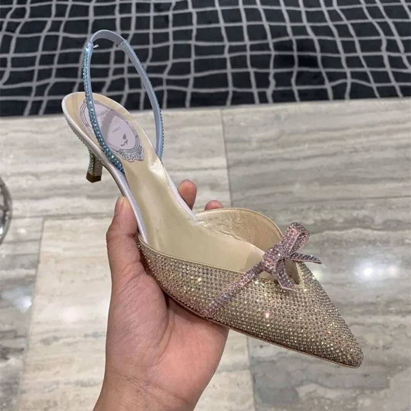 Rhinestone Pointed Toe High Heel Sandals for Women