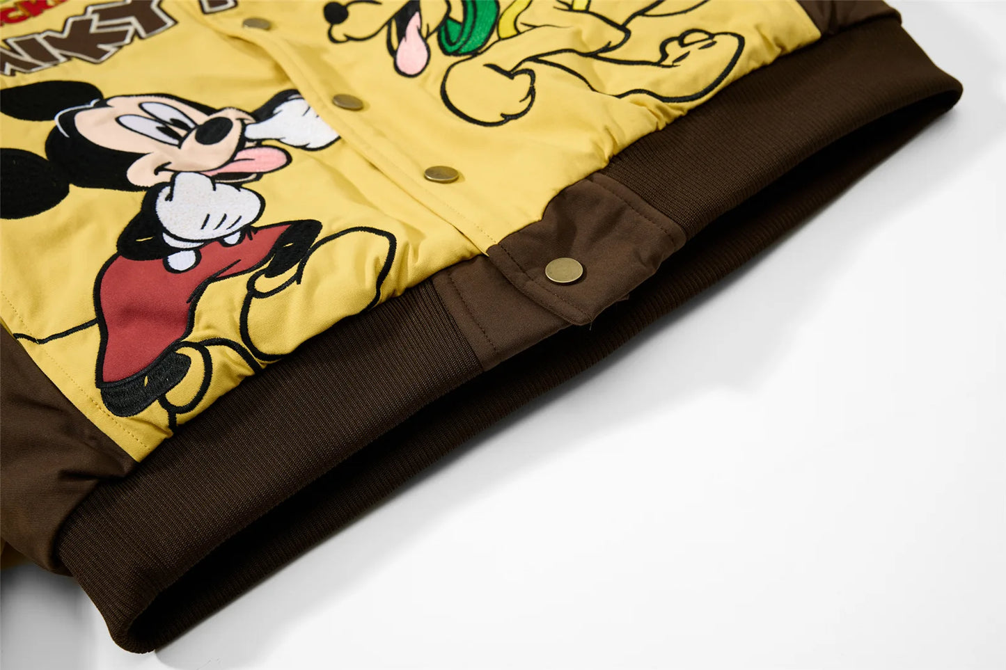 American Retro Cartoon Embroidery Patchwork Stand Collar Thickened Jacket for Men and Women Winter Loose Casual Warm Cotton Coat