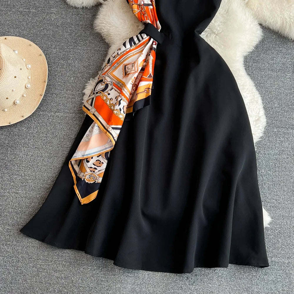 Vintage Sleeveless Round Neck Knee Length Dress for Women